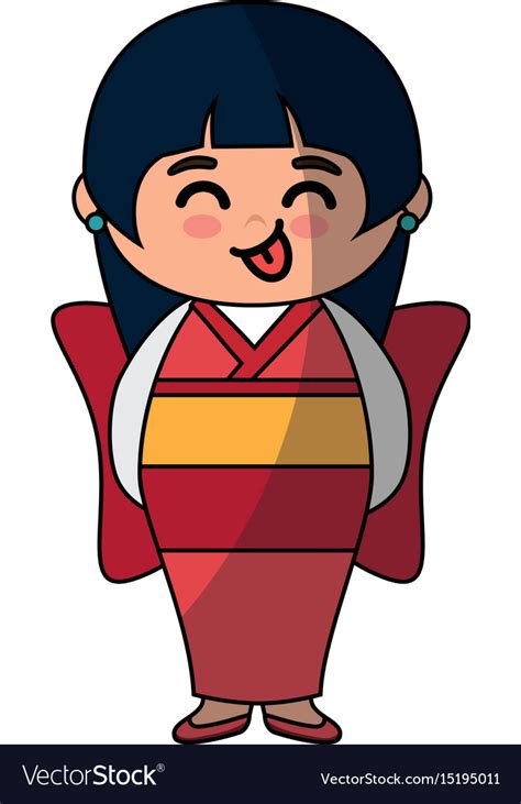 cute japanese girl cartoon royalty free vector image