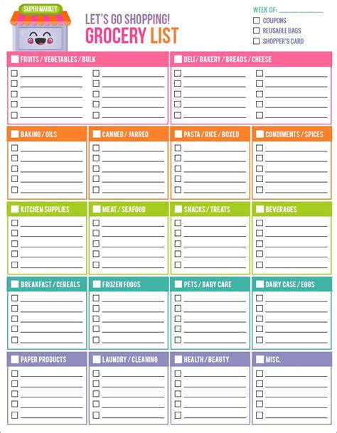 Blank meal plan template printable weekly meal planner template. Grocery List Template - 7+ Free Word, PDF Documents ...