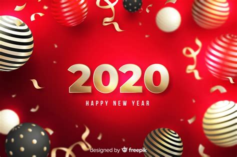 Maybe you would like to learn more about one of these? Happy new year 2020 on red background with globes Vector ...