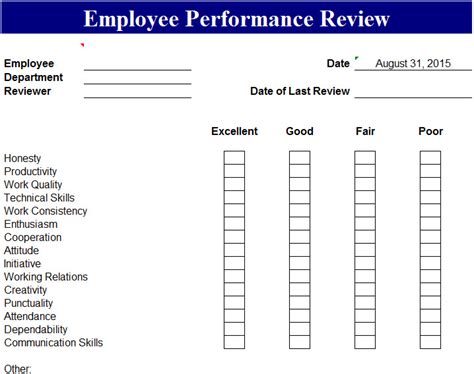 Employee Performance Review Template My Excel Templates My Xxx Hot Girl
