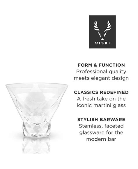 Viski Raye Gem Crystal Martini Glasses Set Of 2 7 5 Oz And Reviews Glassware And Drinkware