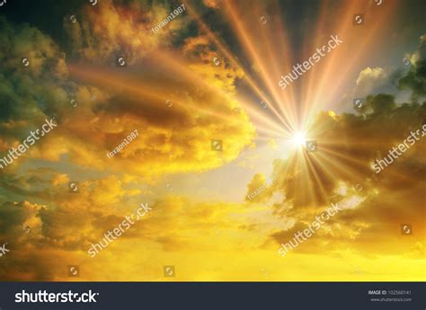 Sunset Sunrise Clouds Light Rays Other Stock Illustration 102560141