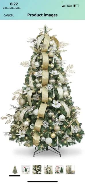 Wbhome 6ft Pre Lit Artificial Christmas Tree Whitegold With