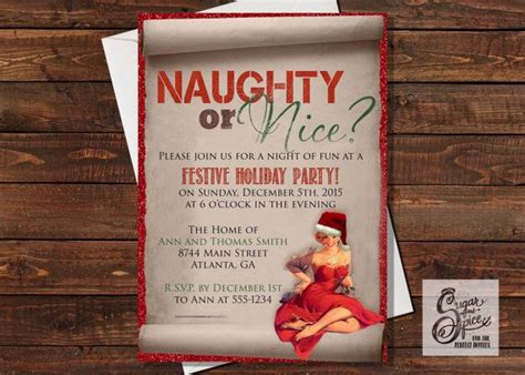 Christmas Invitation Naughty Or Nice A By Sugarspiceinvitation Christmas Invitations Holiday