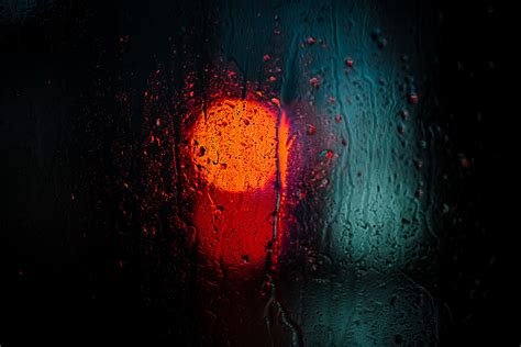 Lights Blurred Water On Glass Minimalism Bokeh Water Drops Orange