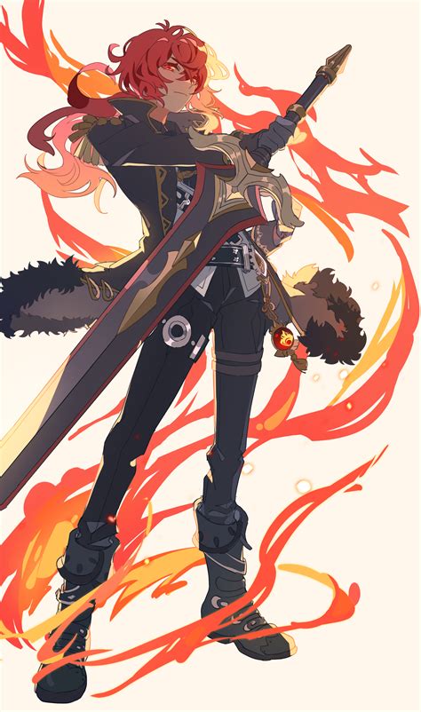 Diluc is a top tier pyro physical damage dealer with a claymore that can also attack pretty fast. Diluc - Genshin Impact - Image #3123258 - Zerochan Anime ...