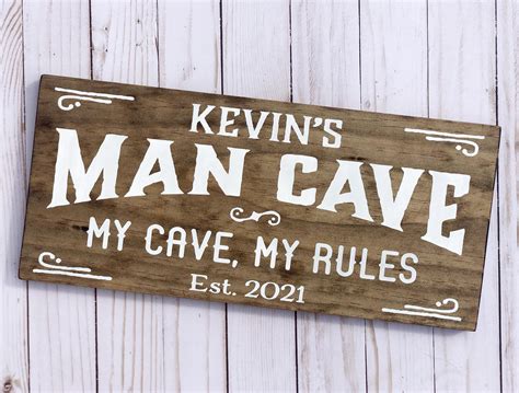 Personalized Man Cave Sign My Cave My Rules Great T For Him