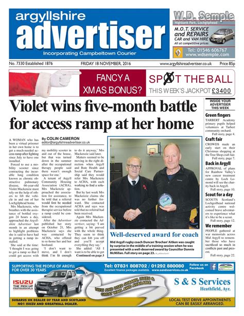 Argyllshire Advertiser Magazine 18 November 2016 Subscriptions