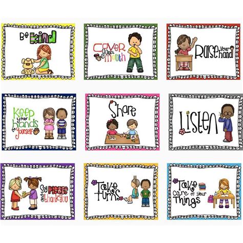 6pcs Classroom Rules Laminated Educational Wall Chart Posters Card A4