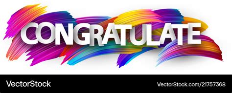 Congratulate Banner With Colorful Brush Strokes Vector Image