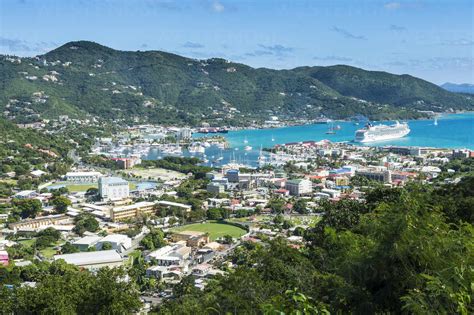 High Angle View Of Road Town Against Blue Sky Tortola British Virgin