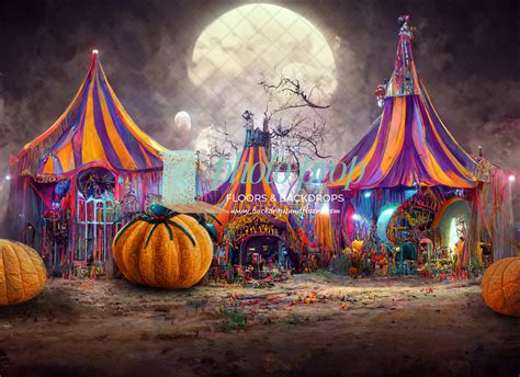 Haunted Circus Photography Backdrop Halloween Tent Moonlight Creepy