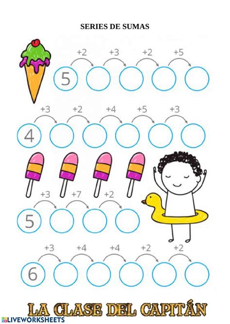Juegos para que los niños de primaria sigan las normas de convivencia. Series de sumas - Interactive worksheet