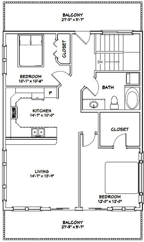 28x36 House 2 Bedroom 1 5 Bath 1170 Sq Ft Pdf Floor Etsy Floor Plans Small House Plans