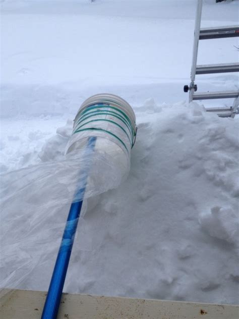 Diy roof snow removal tool. Roof Snow Rake Scooper Tool - Easy DIY Using a 5 Gallon Bucket, a Shower Curtain, and a Pole ...