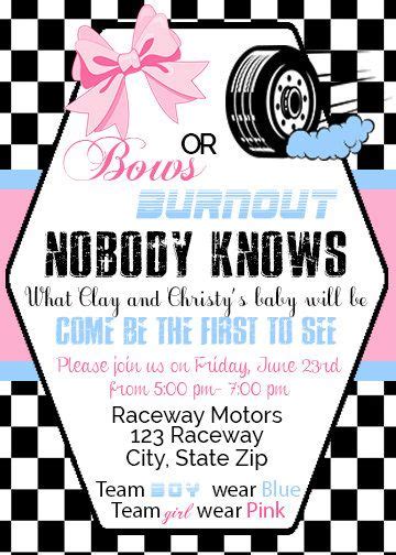 5 out of 5 stars. Burnout or Bows Gender Reveal Invitation | Gender reveal ...