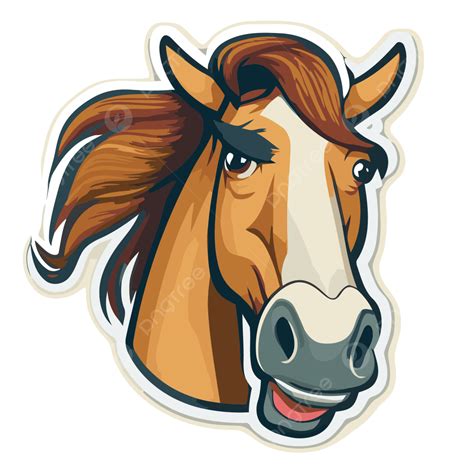 Clipart Kepala Kuda Kartun Vektor Desain Stiker Dengan Wajah Kuda
