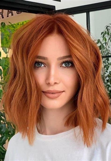 35 Copper Hair Colour Ideas And Hairstyles Textured Copper Lob