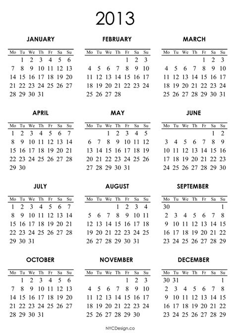 7 Best Images Of 2013 Printable Calendar All Months 2013 Printable 12
