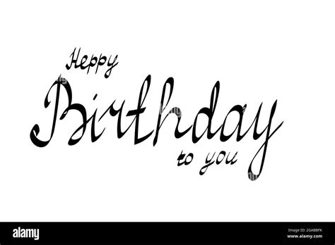 Lettering Happy Birthday Black Color White Background Vector