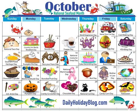 October Holiday Calendar National Holiday Calendar Fun Holidays