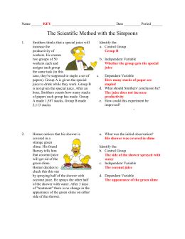 Worksheet for the halloween special of the ninth season of the simpsons. Simpsons Variables Worksheet