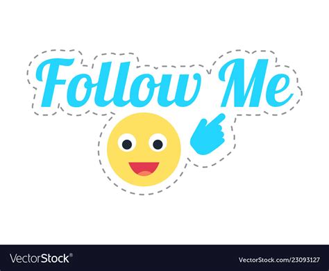 Follow Me Emoji And Text Thumb Sticker Royalty Free Vector