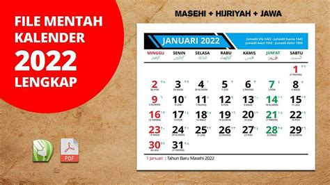 Download Kalender 2022 Lengkap Masehi Jawa Hijriyah Vektor Cdr Pdf
