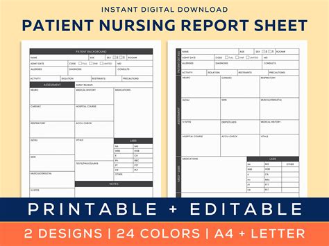 Patient Nurse Report Sheet Detailed Icu Report Sheet Nurse Report My