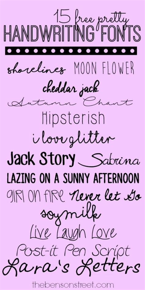 15 Free Pretty Handwriting Fonts The Benson Street