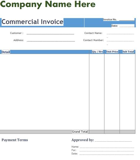 Commercial Invoice Template Excel Word Templates Invoice Template