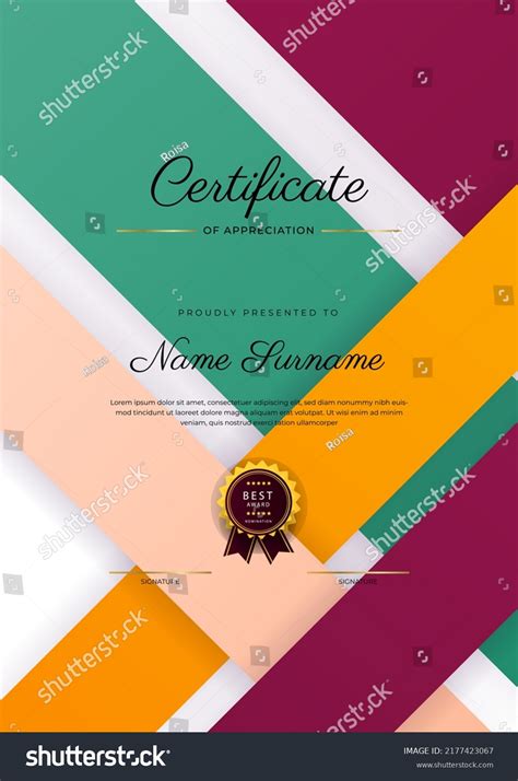 Certificate Appreciation Template Trendy Geometric Design Stock Vector