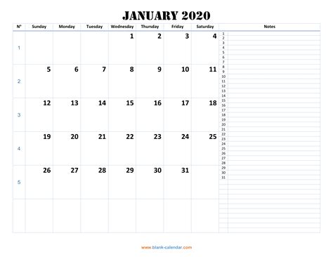 2020 Monthly Calendar Template Google Sheets
