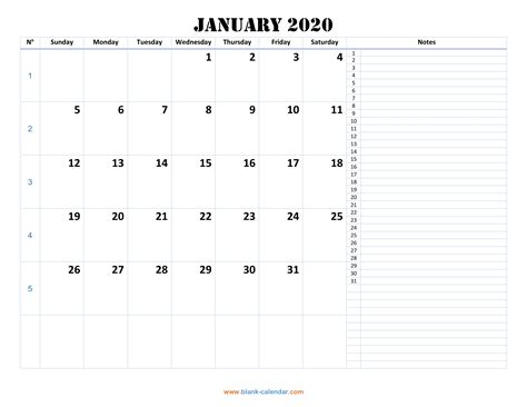 2020 Monthly Calendar Printable Free