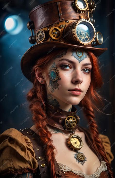 Premium Ai Image Portrait Of A Young Woman Steampunk Princess In The Void