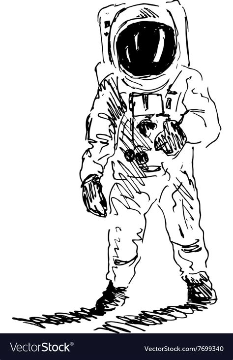 Hand Sketch Spaceman Royalty Free Vector Image