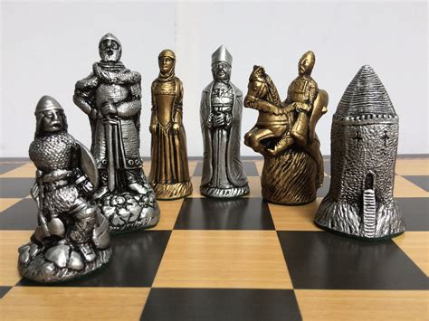 Medieval Chess Set The Normans Chess Set Gold And Silver Metallic
