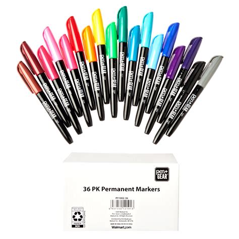 Pen Gear Permanent Markers Fine Tip Multicolor 36 Count