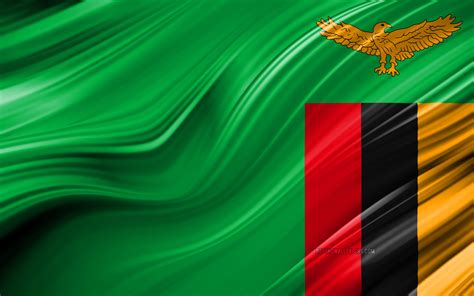 Download Wallpapers 4k Zambian Flag African Countries 3d Waves Flag