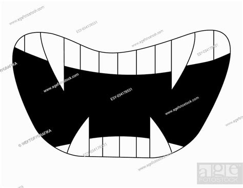 Cartoon Smile Mouth Lips With Teeth Vector Silhouette Stock Vector