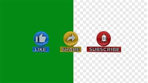 Like Share Subscribe Buttons 3d Animation Green Screen Video Youtube