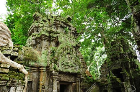 Ancient Ruins Of Ta Prohm Temple In The Jungle Of Cambodia Stock Photo