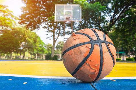 Old Basketball On A Basketball Court 1313504 Stock Photo At Vecteezy