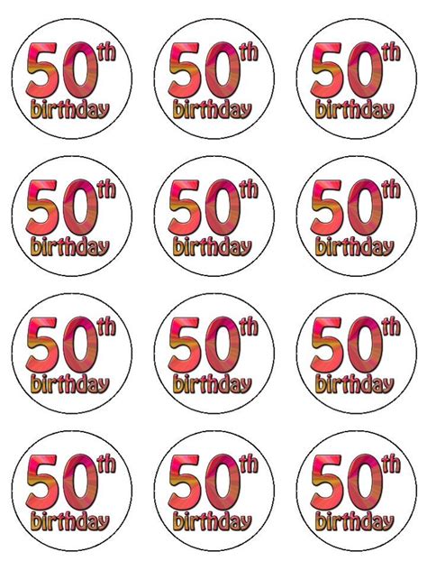 Decorations & cake toppers > cake toppers. 50th Birthday Edible Icing Cup Cake Toppers
