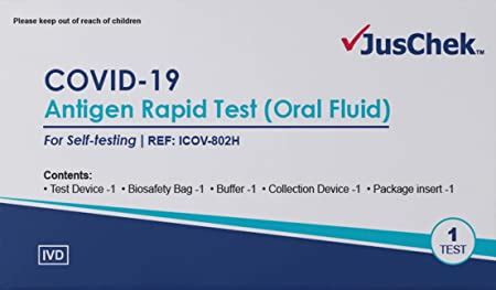 JusChek COVID 19 Rapid Antigen Test Oral Fluid Self Test Amazon