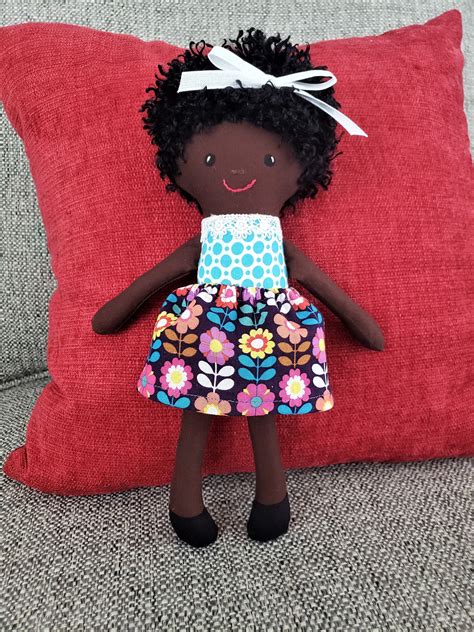 Handmade African American Cloth Doll Black Skin Rag Doll 12 Etsy