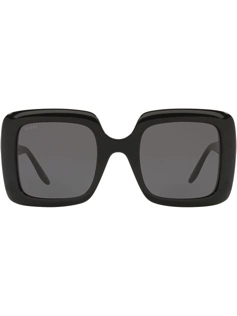 gucci oversized square sunglasses black in shiny black modesens