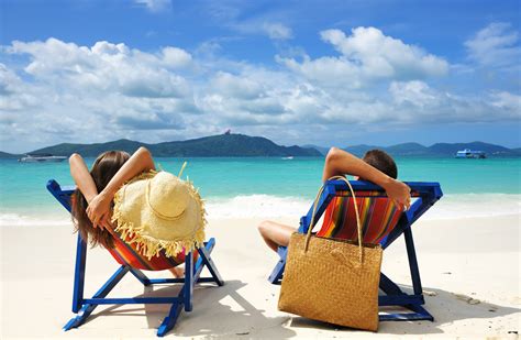 Relaxation Couple Men Women Landscape Nature Beach Sea Relaxing Tropical Vacation