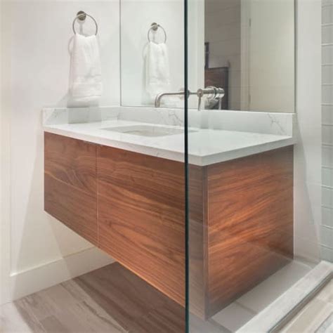 Customizing your home bathroom has never been easier. Custom floating vanity by Kenichi Woodworking seen at ...