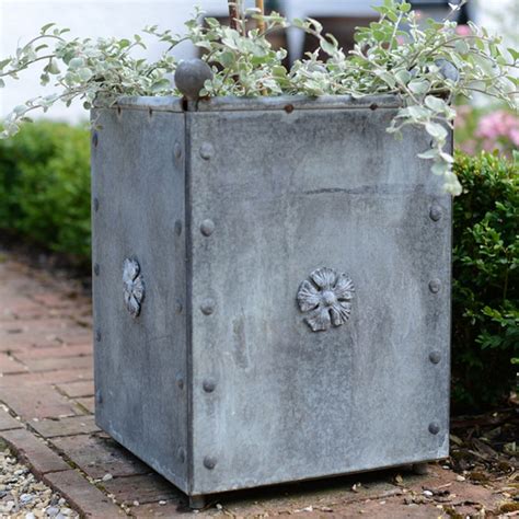 Galvanised Traditional Square Steel Planters Harrod Horticultural